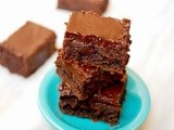 Dark chocolate fudge brownies with dark chocolate frosting