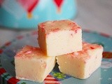 White chocolate candy cane and peppermint fudge