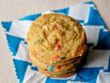 White chocolate funfetti pudding cookies