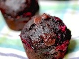 Whole wheat double chocolate raspberry Greek yogurt muffins