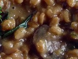 Mushroom Farrotto with Peas and Greens — Vegan, Non-Dairy