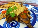 Moroccan Eggplant and Carrot with Hummus and Flat Bread