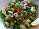 Potato and Asparagus Salad with Roasted Tomatoes and Proscuitto