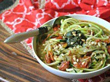 Vegan Zucchini Noodle Soup with Pesto