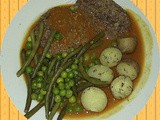 Burger, Green Veg and Potato Dinner