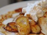 Warm Banana and Maple Syrup Pancakes with Cinnamon Cream