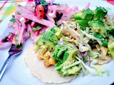 Chickpea Tacos with Cabbage Apple Slaw & Guacamole