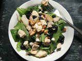 Mixed Greens Salad with Grilled Chicken, Blueberries, Pears & Feta