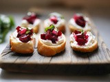 Beet Bruschetta with Goat Cheese and Basil