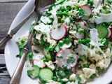Shaved Cauliflower and Spring Pea Salad w/ Yogurt and Mint