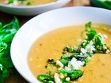 Sweet Corn Soup with Charred Jalapeño, Cilantro & Queso Fresco