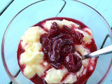 Vanilla Custard with Bing Cherries in Dark Rum Syrup