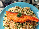 Butter Fried Rice with Pan-Seared Salmon