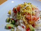 Chirashi-zushi (home-style sushi) with prawn & avocado