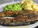 Salmon Fish Steak Served with Mashed Green Peas