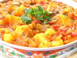 Cooked Moroccan potato, pepper and tomato salad