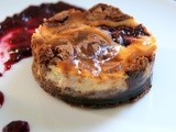 Cream cheese brownies with berry jam as a petit four