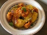 Moroccan Chicken m'qualli with its sweet butternut paste: m'derbel of pumpkin
