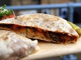 Moroccan stuffed batbout (flatbread) with a vegetarian taktouka