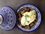 Moroccan tagine of kabab maghdour - Betrayed kebab with fried or poached eggs