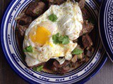 Moroccan tagine of kabab maghdour - Betrayed kebab with fried or poached eggs