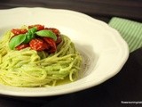 Cremige Basilikum-Avocado Pasta mit karamellisierten Kirschtomaten