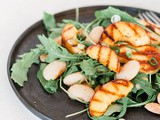 Weiße Bohnen Salat mit Halloumi & gegrillter Nektarine