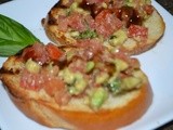 Avocado bruschetta with balsamic reduction