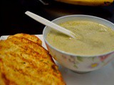 Parmesan garlic bread with broccoli potato soup