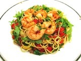 Linguine with Pancetta, Prawns (Shrimp) and Rocket (Arugula)