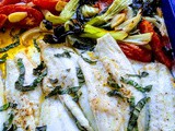 Roasted Vegetables with Roasted Branzino