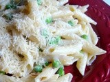 Penne and Peas in Swiss-Almond Cream Sauce