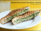 Vegetable Cheese Sandwich Using Spinach - Mint Chutney