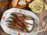 Prosciutto-wrapped Asparagus with Garlicky Baked Brie
