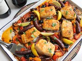 Spicy Cod and Merguez Traybake