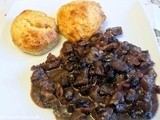 Beef and mushroom stew with cheese scones