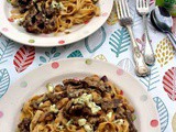 Steak with Blue Cheese and Mushroom Pappardelle