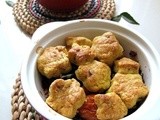 Savory Tomato and Beetroot Cobbler with Turmeric Curry Leaf Biscuit Topping