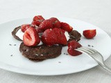 Chocolate pancakes with strawberries