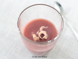 Strawberry cucumber Gazpacho with Grey scrimps