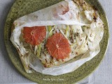 Wolffish enveloppe with grapefruit and fennel seed ///  pakketje van zeewolf filet met grapefruit en venkelzaad