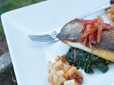 Seared Barramundi w/ Persimmon Pear Chutney & Sauteed Rainbow Chard