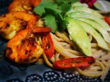 Avocado Pasta and Turmenic Spiced Shrimps