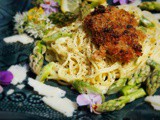 Lemony Asparagus Pasta and Parmesan Chicken