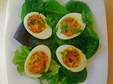 Spicy Deviled Eggs with Onion Tomato Masala