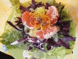 Green salad with red cabbage and grapefruit