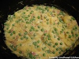 Crockpot: Creamy Spaghetti Squash with Peas and Bacon