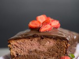 Chocolate-Strawberry Marble Pound Cake with Chocolate Glaze