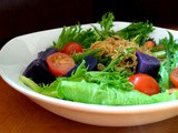 Salad with Purple Potatoes and Fried Silver Fish