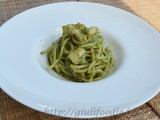 Pici al Pesto di Finocchietto Selvatico e Bocconcini di Rana Pescatrice